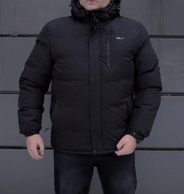 Куртка чоловіча зимова з капюшоном великі розміри батал чорна 2210 фото